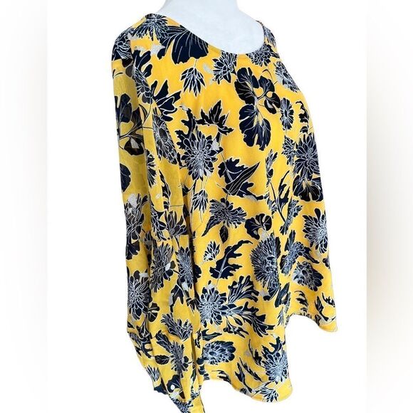 Lane Bryant X Girl with Curves Yellow print Blouson Puff Sleeve blouse, size 20 - Picture 5 of 7